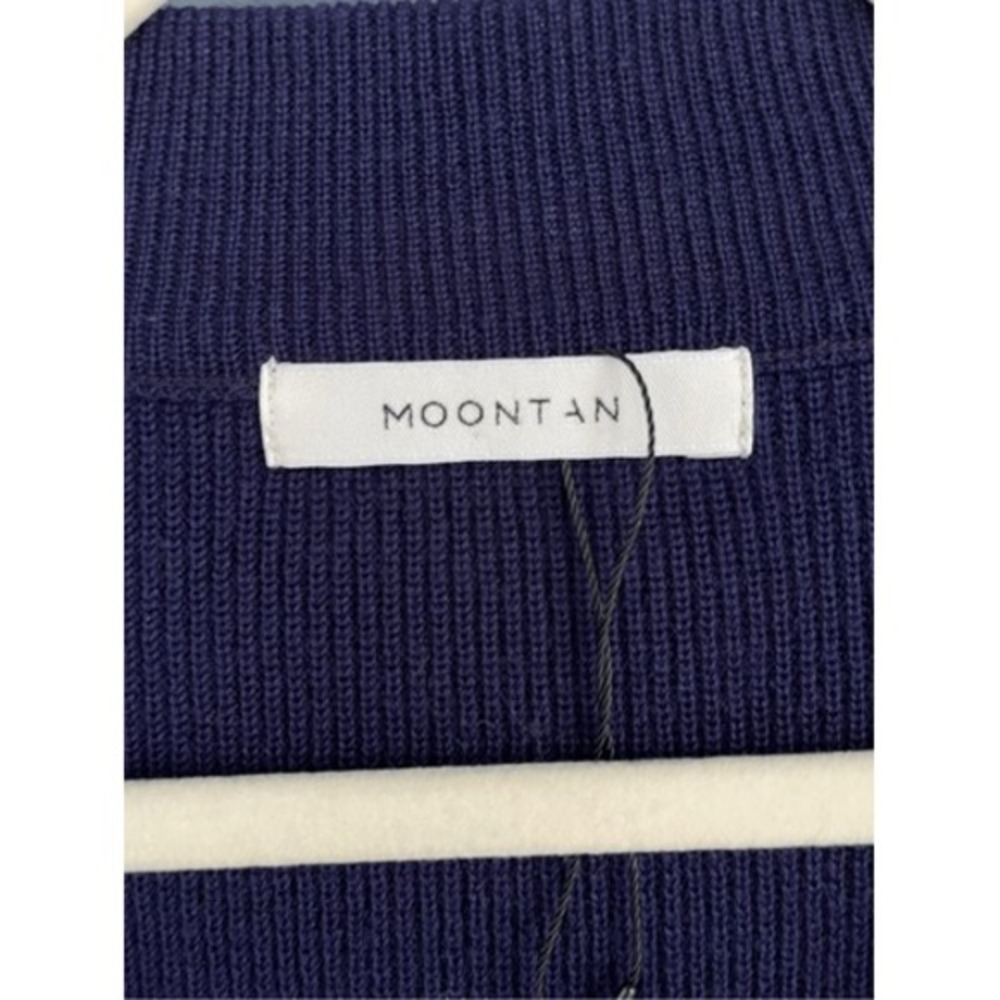 B6 Moontan Oversized Varsity V-Neck Sweater Black‎ White Merino Wool Blend Korea - Picture 3 of 8